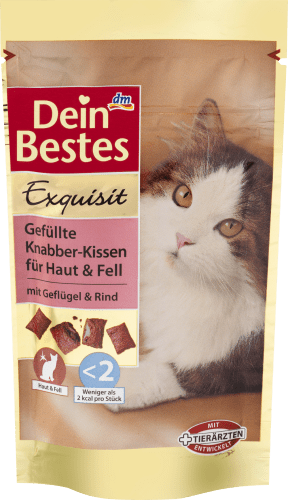 Exquisit Knabber-Kissen Gefüllte Katzen, & für mit Rind, 50 Snack Geflügel g