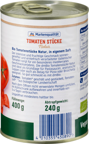 Tomaten, Stücke, natur, 240 g