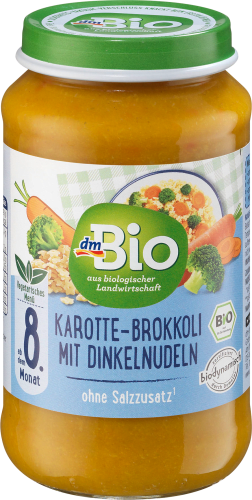 Menü Karotte-Brokkoli mit Dinkelnudeln vegetarisch ab dem 8. Monat, Demeter, 220 g