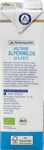 Milch, Naturland, Alpenmilch Fett, haltbare l 1,5% 1