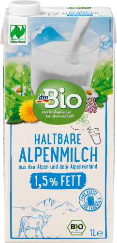 Naturland, haltbare Milch, 1,5% Fett, Alpenmilch l 1