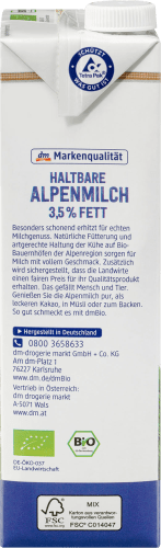 % l haltbare Milch, Fett, 1 3,5 Alpenmilch Naturland,