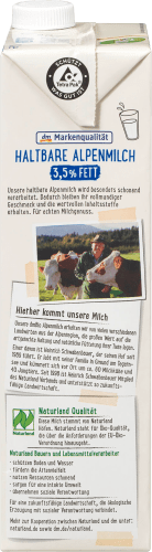 Milch, haltbare Alpenmilch 3,5 Naturland, 1 Fett, l 