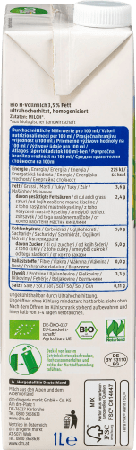 1 Alpenmilch Fett, l haltbare Milch, Naturland, % 3,5