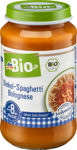 Menü Dinkel-Spaghetti Bolognese ab dem 8. Monat, Demeter, 220 g