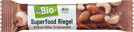 40 & Kakao-Nibs g Nuss-Frucht-Riegel, Superfood Erdmandel,