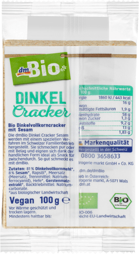 Cracker, Dinkel mit Sesam, 100 g