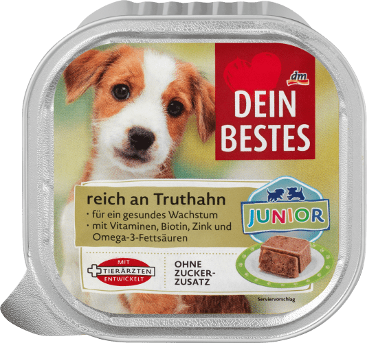 Nassfutter für Hunde Junior reich an Truthahn, 150 g