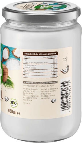 Kokosöl, nativ, Naturland, 620 ml