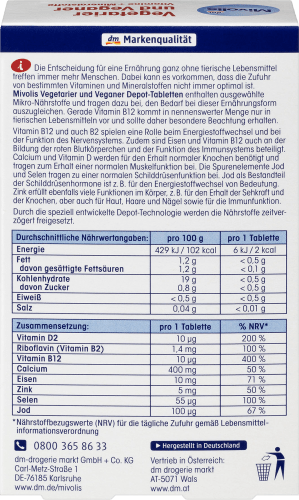Tabletten Vegetarier Mineralstoffe, + 30 und 46 Vitamine Veganer St., g