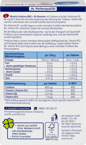 Folsäure 800 + Tabletten 19 g 60 B-Vitamine, St.,