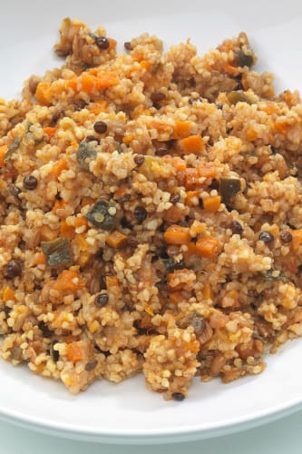 Quinoa, g 250 mit Gemüsepfanne und Bulgur