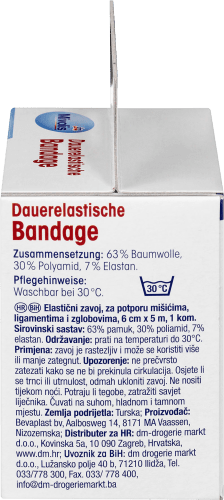 Dauerelastische Bandage, 1 x Rolle, m cm (gedehnt), 5 6 5 m
