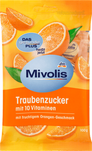 Traubenzucker Orange mit Vitaminen, g 100 10