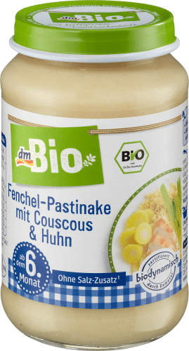 Babymenü Fenchel-Pastinake mit Couscous und Huhn ab 6. Monat, Demeter, 190 g