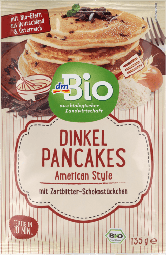 mit 135 g Dinkel Schokostückchen, Pancakes