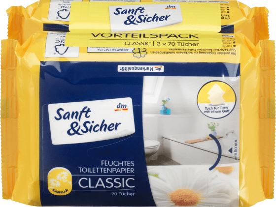 Feuchtes Toilettenpapier Classic Kamille Doppelpack (2x70 Stück), 140 St