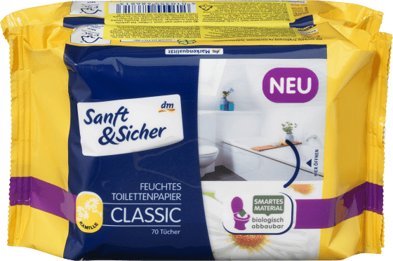 Feuchtes Toilettenpapier Kamille (2x70 Classic Stück), St 140 Doppelpack
