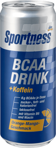 BCAA Drink + Koffein, Orange-Mango-Geschmack, 330 ml