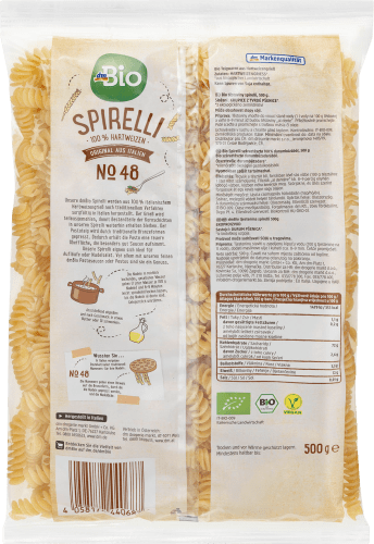 Nudeln, Spirelli g aus Hartweizengrieß, 500