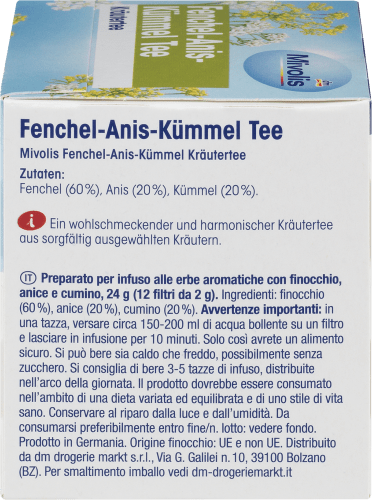 Kräutertee Fenchel, St 12 Anis, (12 Beutel), Kümmel