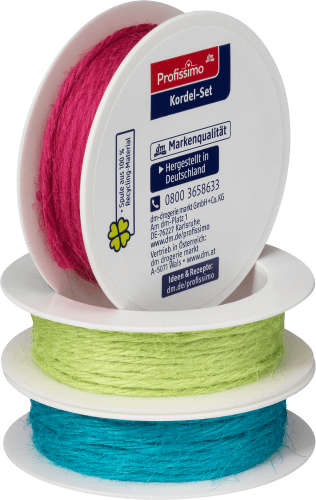 Jutekordel-Set pink / grün / türkis, 9 m | Geschenkband & Washi Tape