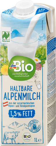 Milch, haltbare Alpenmilch 1,5% Fett, Naturland, 1 l