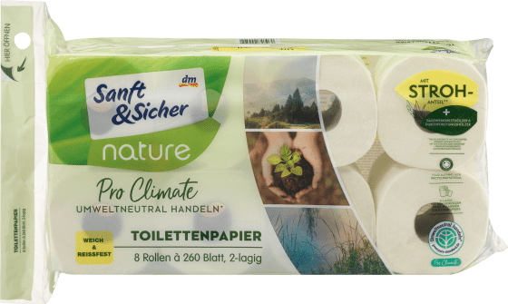 Toilettenpapier Pro Climate nature Stroh 2--lagig (8x260 Blatt), 8 St