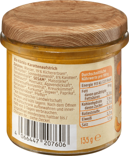 Aufstrich Kürbis-Karotte, 135 g