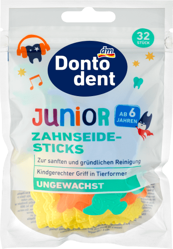 Dontodent Zahnseidesticks Junior ab 6 Jahren, 32 St, 32 St