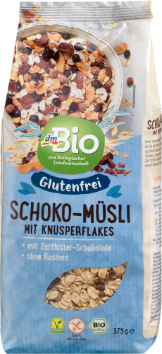 Müsli, Schoko mit Knusperflakes & Zartbitter-Schokolade, glutenfrei, 375 g