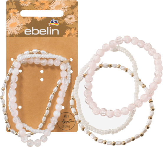 Armbänder elastisch mit Steinen Weiß/Rosa, 3 St | Schmuck
