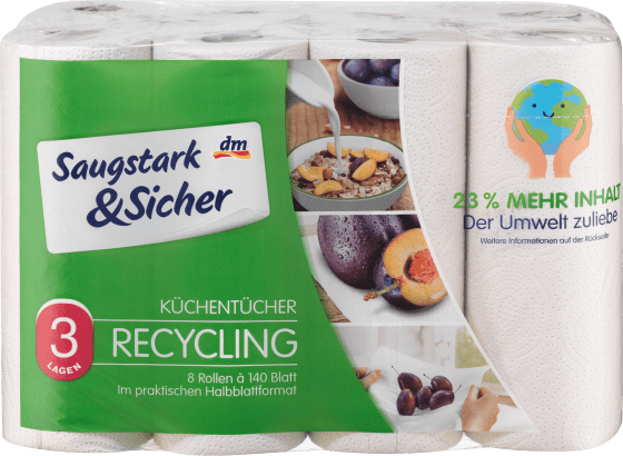 Küchenrolle Halbblatt 3-lagig Recycling (8x140 Blatt), 8 St
