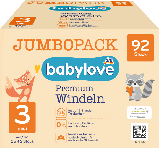 Midi, Jumbo kg), Gr. St (4-9 Windeln 92 Pack, 3 Premium