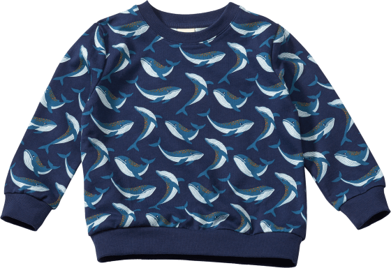 Sweatshirt Pro Climate mit Wal-Muster, Gr. St 116, 1 blau