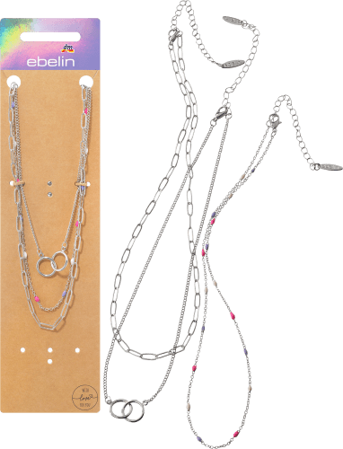 Halsketten-Kombination Silber-Optik, 3 St