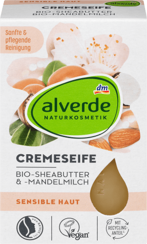 Cremeseife Bio-Sheabutter, Bio-Mandelmilch, 100 g | Feste Seife