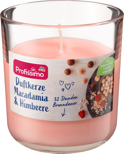 Duftkerze im Glas Macadamia St Himbeere, 1 und