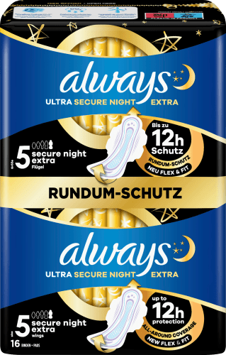Ultra-Binden Secure Night Extra 5 mit Flügeln BigPack, 16 St