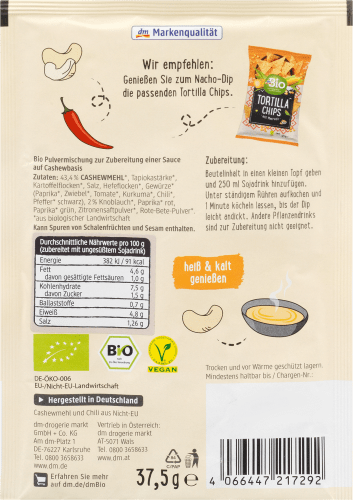 Nacho Dip, Käsedip-Alternative auf Cashew-Basis vegan, 37,5 Chili, g mit