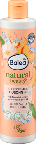 Natural Beauty Dusche Pfirsich-Extrakt & Bio-Rosenöl, 250 ml