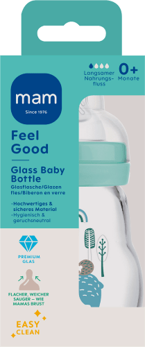 Babyflasche aus Glas matt, 1 Geburt Good 170 St ml, an, von Feel mint