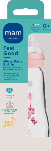 Babyflasche aus Glas Feel 260 Geburt St ml, an, Good von 1 rosa, matt