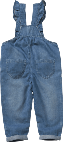Latzhose mit Rüschen aus St Gr. Jeansstoff, blau, 104, 1