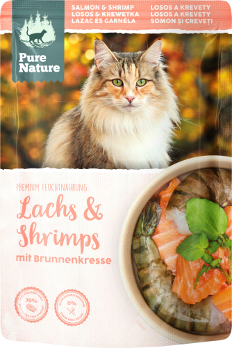 Nassfutter Katze mit Lachs & Shrimps, Adult, 80 g