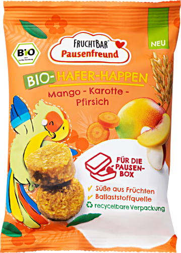Kindersnack Hafer-Happen Mango, Karotte & Pfirsich, ab 3 Jahren, 80 g