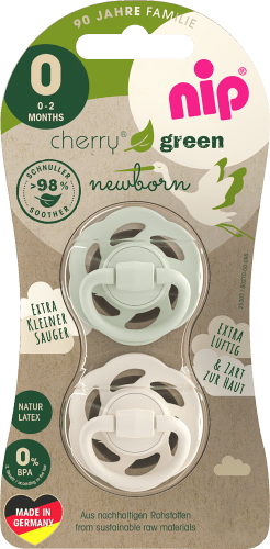 Green 2 Monate, St Latex, Cherry Schnuller grün/braun, 0-2