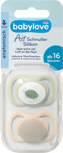 Schnuller Air Silikon anatomisch, braun/grün, Gr.3, ab 16 Monate, 2 St