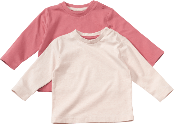Langarmshirts, rosa + beige, Gr. 74, 2 St