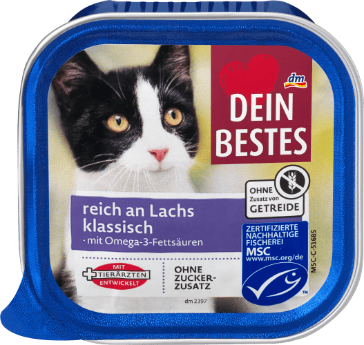 Nassfutter Katze mit Lachs, MSC zertifiziert, g 100